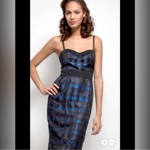 DVF Diane von Furstenberg “Little Anne” Blue Plaid Bustier Strapless Dress SZ 6 - Picture 2 of 8